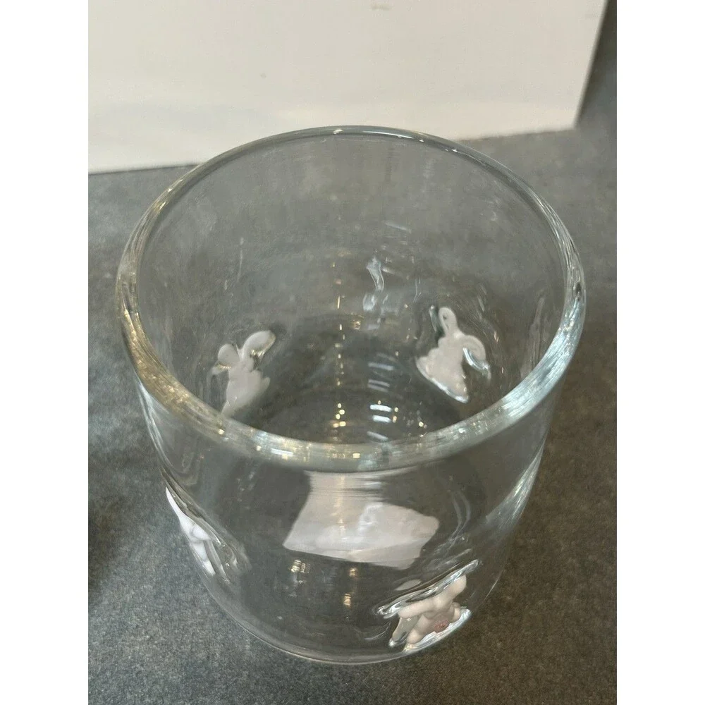 At Home Rabbit Icon Glass 17.25oz Clear/White Tumbler Set of 2 Easter